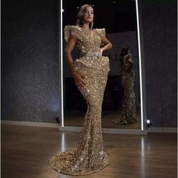 Mermaidless Slicfeless Gold أحدث فساتين سهرة للوصول إلى ملابس Woman Night Wear Party بالإضافة إلى حجم Abendkleider