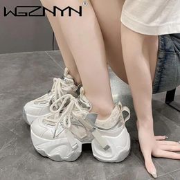 Casual Shoes Luxury Women Leather Sneaker Autumn Lace Up High Platform Thick Sole Sport Dad Woman Sneakers Chaussure Femme