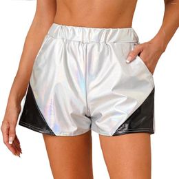 Women's Panties Pants Metallic Shiny Boxers Shorts Loose Sparkly Clubwear Pool Rave Party Casual Mujer