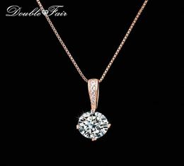 Double Fair Style Chain Necklaces Pendants SilverRose Gold Color Fashion Cubic Zirconia Wedding Jewelry For Women DFN4268143854