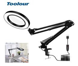 Toolour 5X Welding Magnifier USB 3 Colours LED Illuminated Lamp Loupe Reading Rework Soldering Magnifying Glass Flexible Desk T20058963098