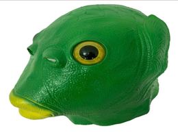 Green Fish Head Full Mask Novelty Latex Animal Headgear Open Mouth for Adult Party Cospaly Props8273375