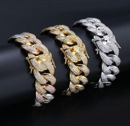 Threecolor Tennis Bracelets hiphop men039s Bracelet Full zircon Cuban chain for men women8666369