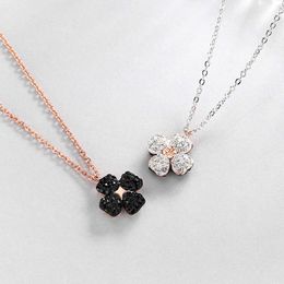 Swarovski Necklace Designer Women Original Quality Luxury Fashion Pendant Black And White Double Sided Wearing Clover Necklace Element Crystal Collar Chain