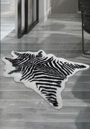 220170cm zebra animal Printed Carpet Velvet Imitation Leather Rugs Fur Animal Skins Natural Shape Carpets Nonslip Mats7129450