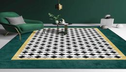 Carpets 3D Geometric Gold Dark Green Carpet Black White Kitchen Living Room Bedroom Parlour Sofa Floor Mat Home Decorative Custom4265697