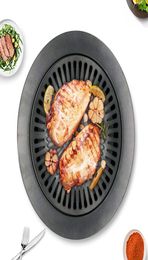 Korean Outdoor Barbecue Grill NonStick BBQ Grills Round Pan Grills Easily Cleaned Carbon Steel Barbecue BBQ Accessories Tools T202812796