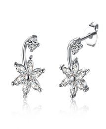 925 silver crystal ladies earrings K gold zircon six petals inlaid zircon earrings white gold earrings wholer E092c5819016