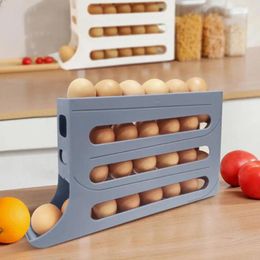 Storage Bottles Egg Container Scroll-down Box Capacity Four-tier Fridge Boxes With Automatic Rolling Feature For Diner