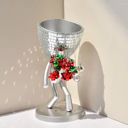 Vases Expressive Design Flower Pot Unique Walking Man Flowerpot Figurine With Mirror Disco Tiles Cactus Succulent Planter For Home