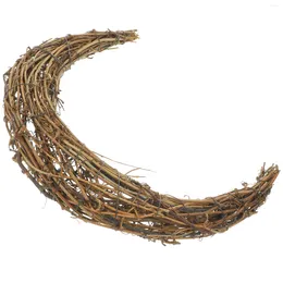 Decorative Flowers Smilax Rattan Moon Shaped Wreath Christmas Making Rings Decorations DIY Dream Catcher Circle Hoops Wall Hanging