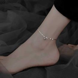 Anklets 925 스털링 실버 라운드 비드 발목 체인 단순하고 세련된 발목 체인 스파클링 발목 체인 여름 보석류 WX의 도매