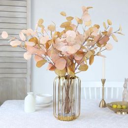 Decorative Flowers 1Pc Artificial Long Pole Eucalyptus Leaf Leaves Plant Wall Wedding Shooting Prop Home Christmas Diy Gift