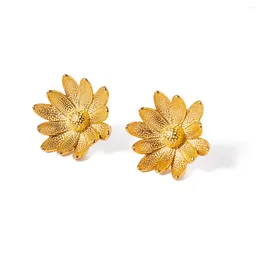 Stud Earrings Youthway Unique Design Stainless Steel Daisy Textured Realistic Waterproof Fashion Jewelry For Women