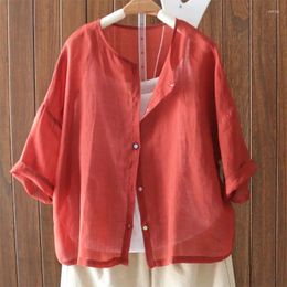 Women's Jackets Sunscreen Loose Cardigan Fashionable Outerwear Summer Retro Artistic And Versatile Thin Shirt Small For Women Y414