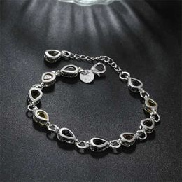 Chain Wholesale 925 Sterling silver Noble charm Bracelets Zircon chain crystal Jewellery fashion for women wedding lady cute