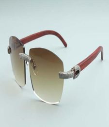 Factory direct large frame simple luxury sunglasses full diamond glasses T4189706B4 luxury frameless natural wood temple leg6576284