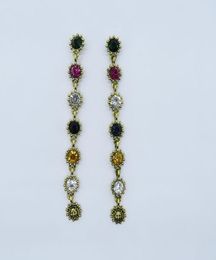Rongho Design Vintage Colourful Crystal Leo head stud earrings for women Punk Jewellery Gold rhinestone wedding pendant earring9993105