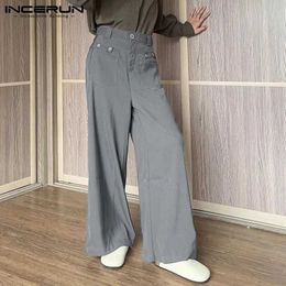 Men's Pants 2024 Korean New Mens Trousers Solid Double Front Pocket Design Casual Street Clothing Straight Leg S-5XL Q240429