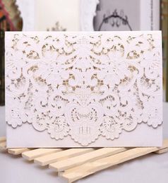 Greeting Cards 25 Pcs Luxury Wedding Supplies Red White Vintage Lace Luxurious Elegant Golden Laser Cut Invitation Card5190143