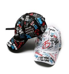 Fashion cotton wild baseball cap Unisex Women Men Hat Adjustable Black White Color Printing Graffiti golf Caps outdoor sun hats1198617