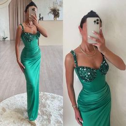 Evening Prom Stems paljetter gröna eleganta klänningar klänning veckar formell lång speciell ocn party klänning