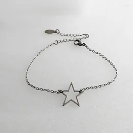 Link Bracelets 1Pc Polish Simple Hollow Star Stainless Steel Charms For Women Girls Kids Year Jewelry Lucky Gift