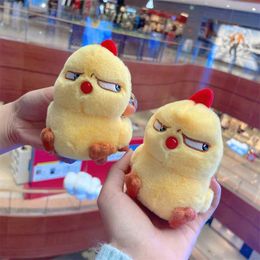 Keychains Lanyards Cute Angry Chicken Plush Doll Pendant Keychain School Luggage Pendant Decorative Toy Wholesale Womens and Mens Car Keychains Q240429