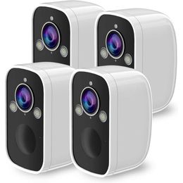 2K Outdoor Safety Cameras Set of 4 with AI Motion Detection, Spotlight Alarm, Color Night Vision, Two-Way Communication, Cloud/SD Storage, WiFi, Alexa Compatible