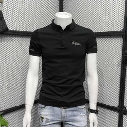 Men's T-Shirts Embroidery Streetwear Polo T Shirt for Men High Quality Plain Skinny Mens with Collar Tee Shirts Top Clothing Cool New In Music J240429