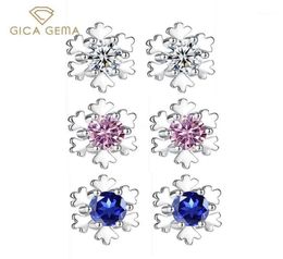 Stud GICA GEMA 925 Sterling Silver Earrings For Ladies Sweet Snowflake Diamond Unusual 2022 Trend Wedding Fine Jewelry4066702