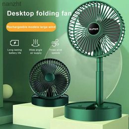 Elektriska fläktar Portable fällbara och utdragbara kylfläktar USB -laddning Desktop Fan Hushåll Låg brus Hög kontinuerlig standby Electric Fanwx