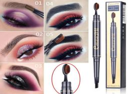 2 in 1 Eyebrow Pencil Eyebrow Brush Longlasting Natural Eyebrow Pen Waterproof Black Cosmetics Paint Tattoo Eye brow Makeup9501003