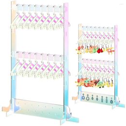 Jewelry Pouches 16pcs Hangers Clear Acrylic Display Rack Earrings Hanging Clothes Stand Storage Shopwindow Manager Racks