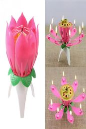 Personality Lotus Flower Candle Singlelayer Music Candles Birthday Party Cake Sparkle4666159
