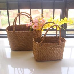 Storage Bags Home Shopping Basket Hand Vegetable Decorative Woven Flower Arrangement Imitating Rattan Picnic Bag