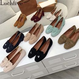 Casual Shoes Luxury Comfort Walk Flat Women Suede Tassel Pendant Round Toe Slip-on Loafers Summer Classics Brand