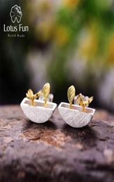 Lotus Fun Real 925 Sterling Silver Earrings Creative Handmade Fine Jewellery My Little Garden Stud for Women Gift Brincos 2106168848785