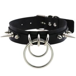 KMVEXO Punk Spike Metal Collar Girls Leather Harness Choker Necklace for Women Party Club Chockers Gothic Jewelry Harajuku 20197614785