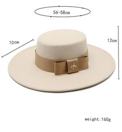 European American women men light luxury wool top hat woolen big eaves 10cm hats British flat large eaves cap55928514139063