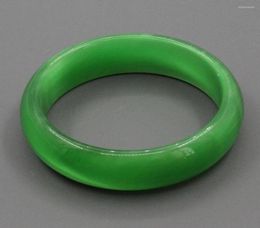 Bangle APDGG Natural Wide Green Cat Eye Real Gems Stone Smooth Circle Bracelet For Girl Women Lady6298446