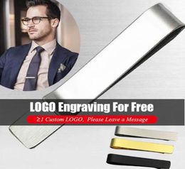 Party Favour Gold Silver Tie Clips LOGO Men039s Metal Clip Private Custom Boyfriend Gift Stainless Steel Necktie Clasp Busi5569924