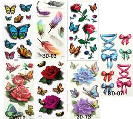 7PCS Beautiful Cute Water Transfer Tattoos Body Art Makeup Cool 3D Waterproof Temporary Tattoo Stickers For Girls Man5366974