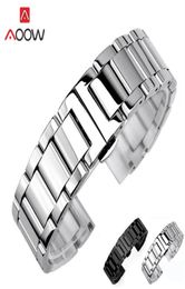 3 Pointer Stainless Steel Watchband 18mm 20mm 22mm 24mm Polished Matte Deployment Buckle Replacement Bracelet Watch Band Strap T199431193