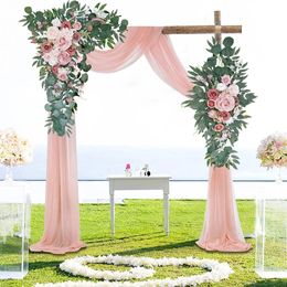 Dusty Rose Wedding Arch Flower Swag Arrangement for Country Ceremony Floral Garland Reception Backdrop Decoration 240429