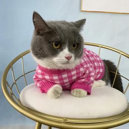 Dog Apparel Embroidery Plaid Jumper Cat Autumn Winter Clothes Teddy Kitten Puppy Appeal Accessories Supplies