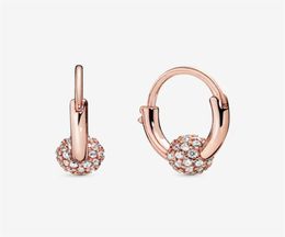 Authentic 100 925 Sterling Silver Pave Bead Hoop Earrings Fashion Women Wedding Engagement Jewellery Accessories33052486939