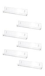 6pcs Clear Acrylic Floating Shelves Storage Invisible Office Bathroom Collectibles Thick Wall Mounted Display Ledge Home Decor Oth4208119
