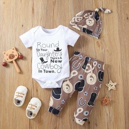 Clothing Sets CitgeeSummer Infant Baby Boys Girls Tops Pants Suit Short Sleeve Letters Print Romper Shirt Trousers Hat Clothes Set
