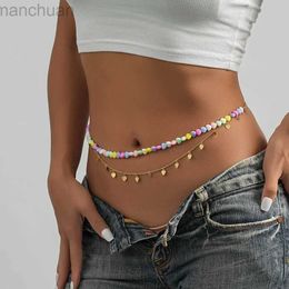 Waist Chain Belts 2023 Colourful Resin Heart Copper Chain Waist Chain For Women Fashion Trend Ladies Body Chain Jewellery Wholesale Direct Sales d240430